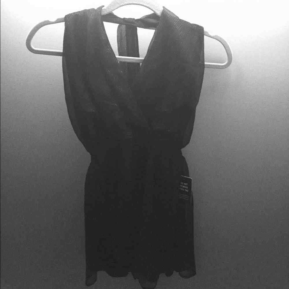 Black with silver pinstripe Express romper - BNWT